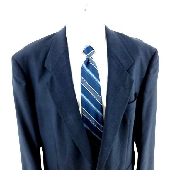 Christian Dior Monsieur Wool 2 Button Sport Coat Blue Plaid Brown Windowpane 46R - Picture 1 of 10